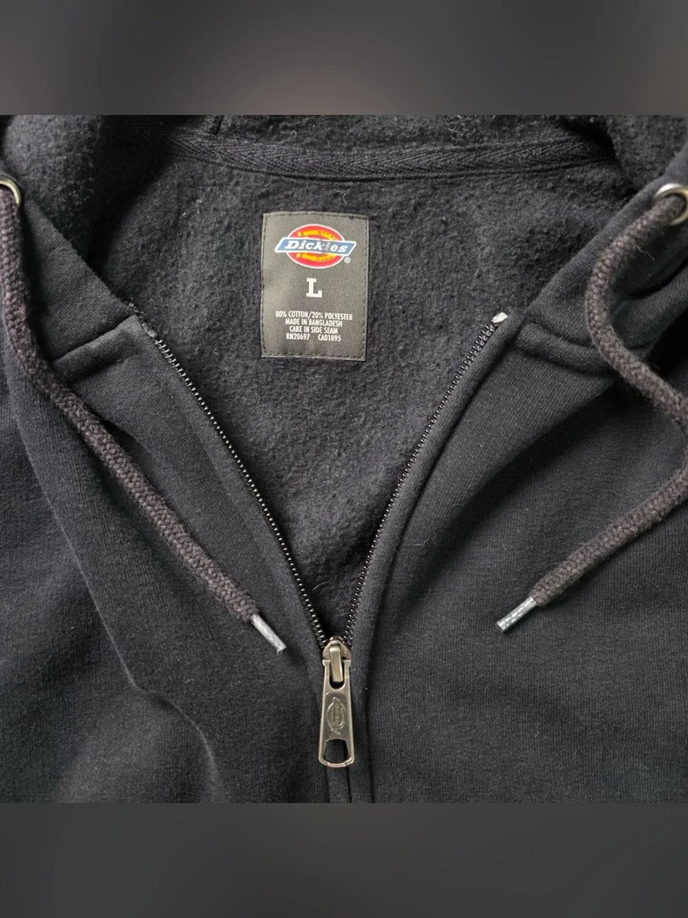 Dickies Men's Black Full-Zip Hooded Sweatshirt Size L
